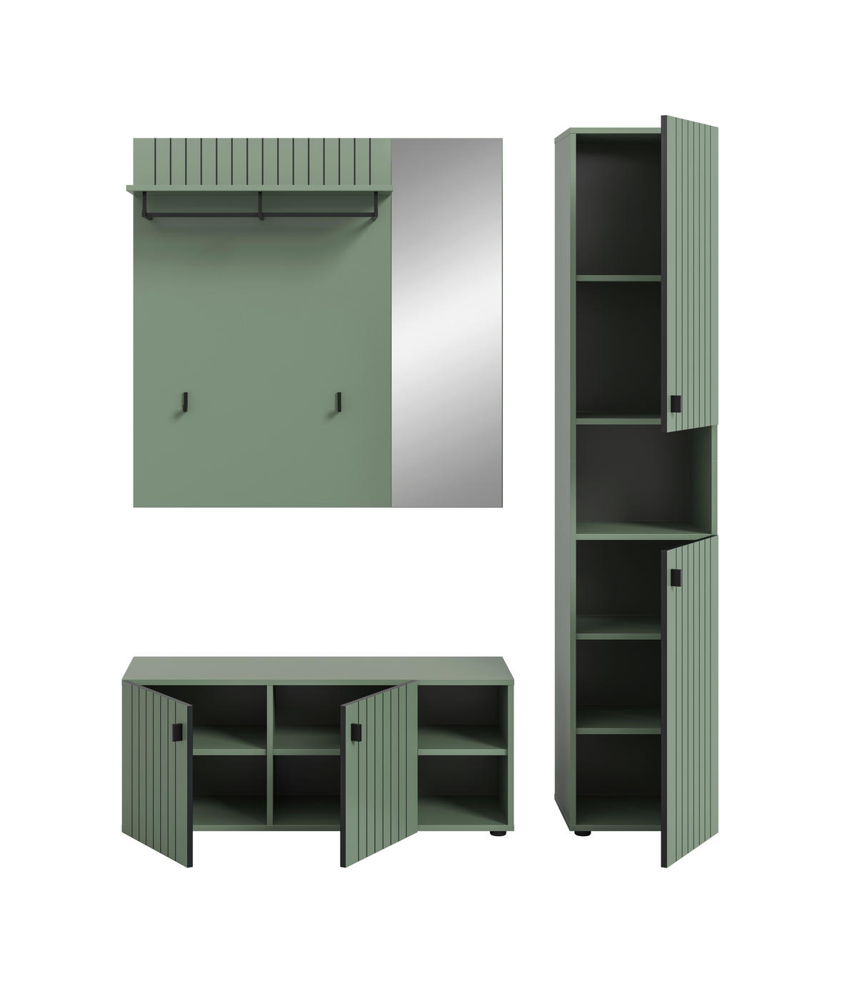 Garderobenset STATION grün B/H/T: ca. 161x192x37 cm STATION - grün (161,00/192,00/37,00cm) - xonox.home