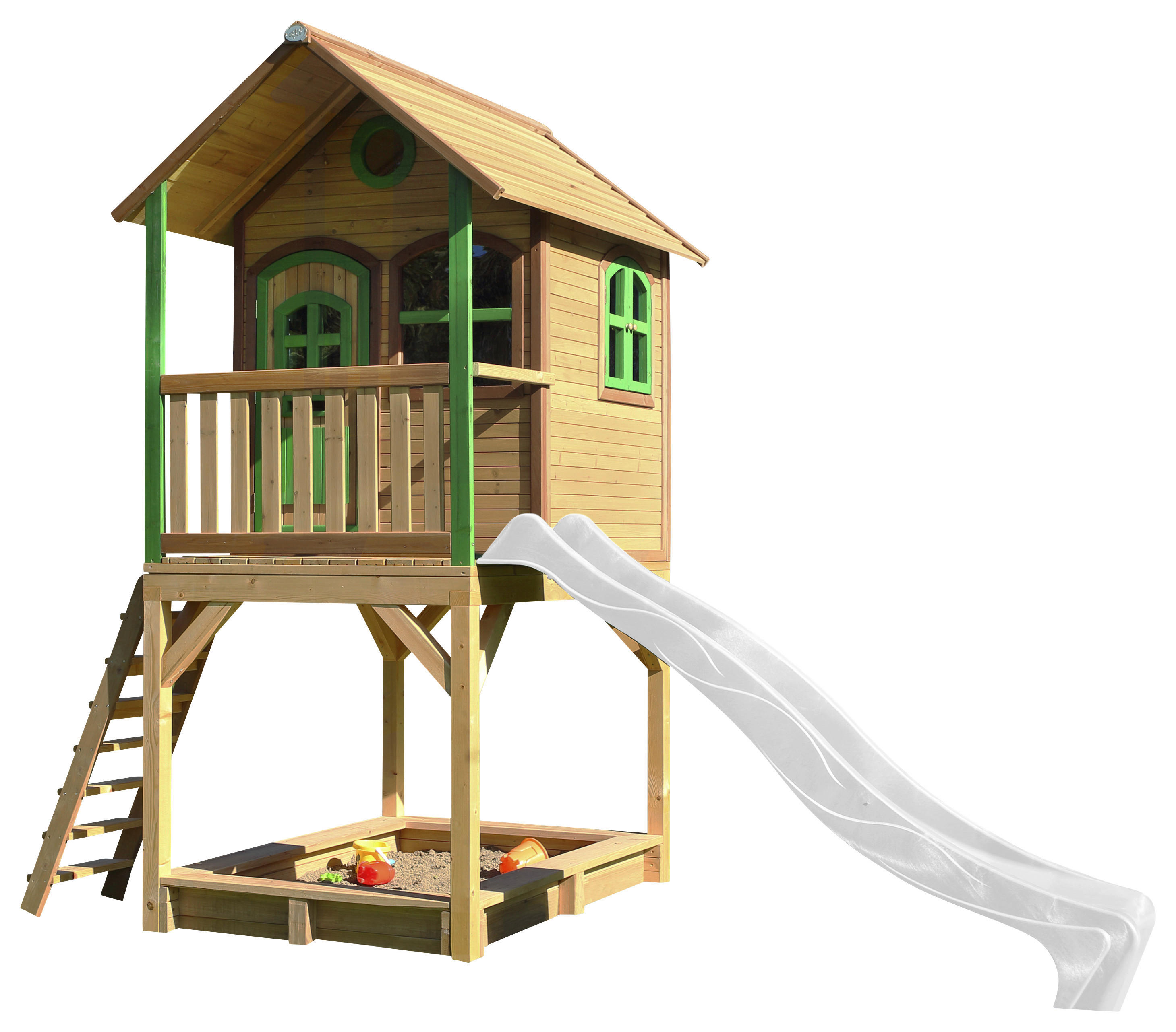 AXI Spielhaus Sarah braun B/H/L: ca. 370x2914x191 cm Sarah - braun/weiß (191,00/370,00/2914,00cm) - AXI