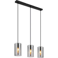 GLOBO Pendelleuchte schwarz Metall B/H/T: ca. 11x120x63 cm E14 3 Brennstellen OLLY - schwarz (11,00/120,00/63,00cm) - GLOBO