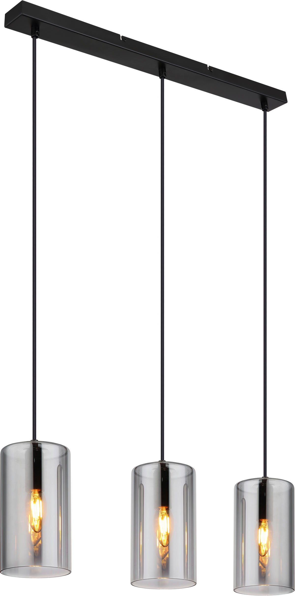 GLOBO Pendelleuchte schwarz Metall B/H/T: ca. 11x120x63 cm E14 3 Brennstellen OLLY - schwarz (11,00/120,00/63,00cm) - GLOBO