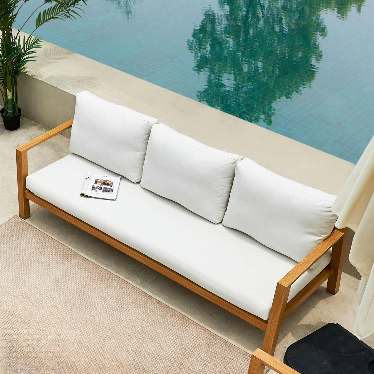 AXI Outdoor Living Loungeset Orla braun Metall B/H/L: ca. 223,5x73,5x89 cm Orla - braun/beige (89,00/223,50/73,50cm) - AXI Outdoor Living