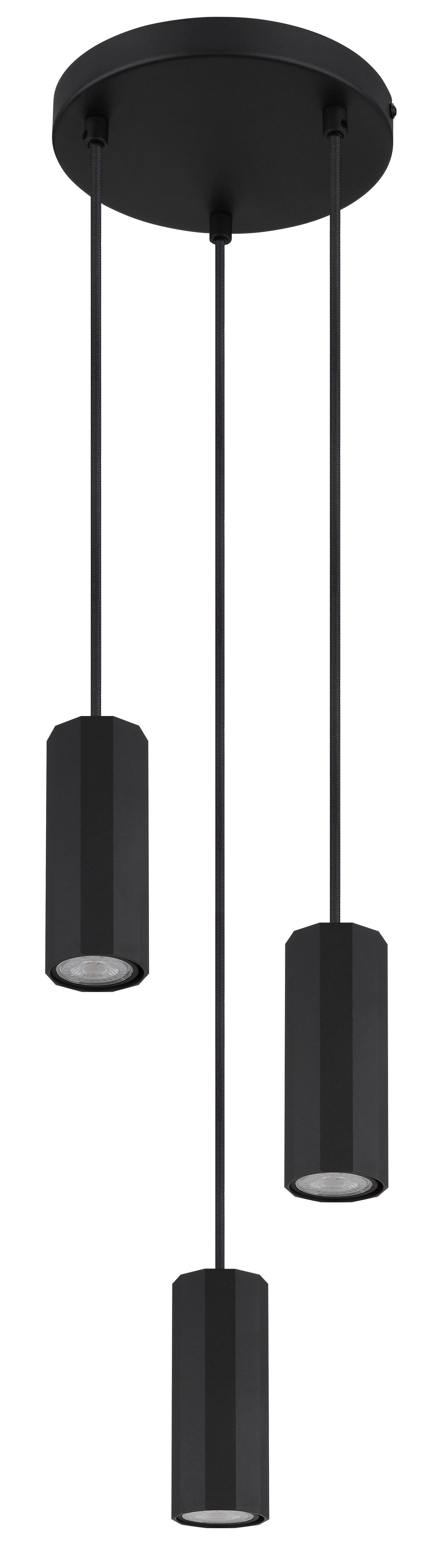GLOBO Pendelleuchte JAMES 57918-3HB mattschwarz Metall Kunststoff H/D: ca. 120x21 cm GU10 3 Brennstellen JAMES - mattschwarz (21,00/120,00cm) - GLOBO