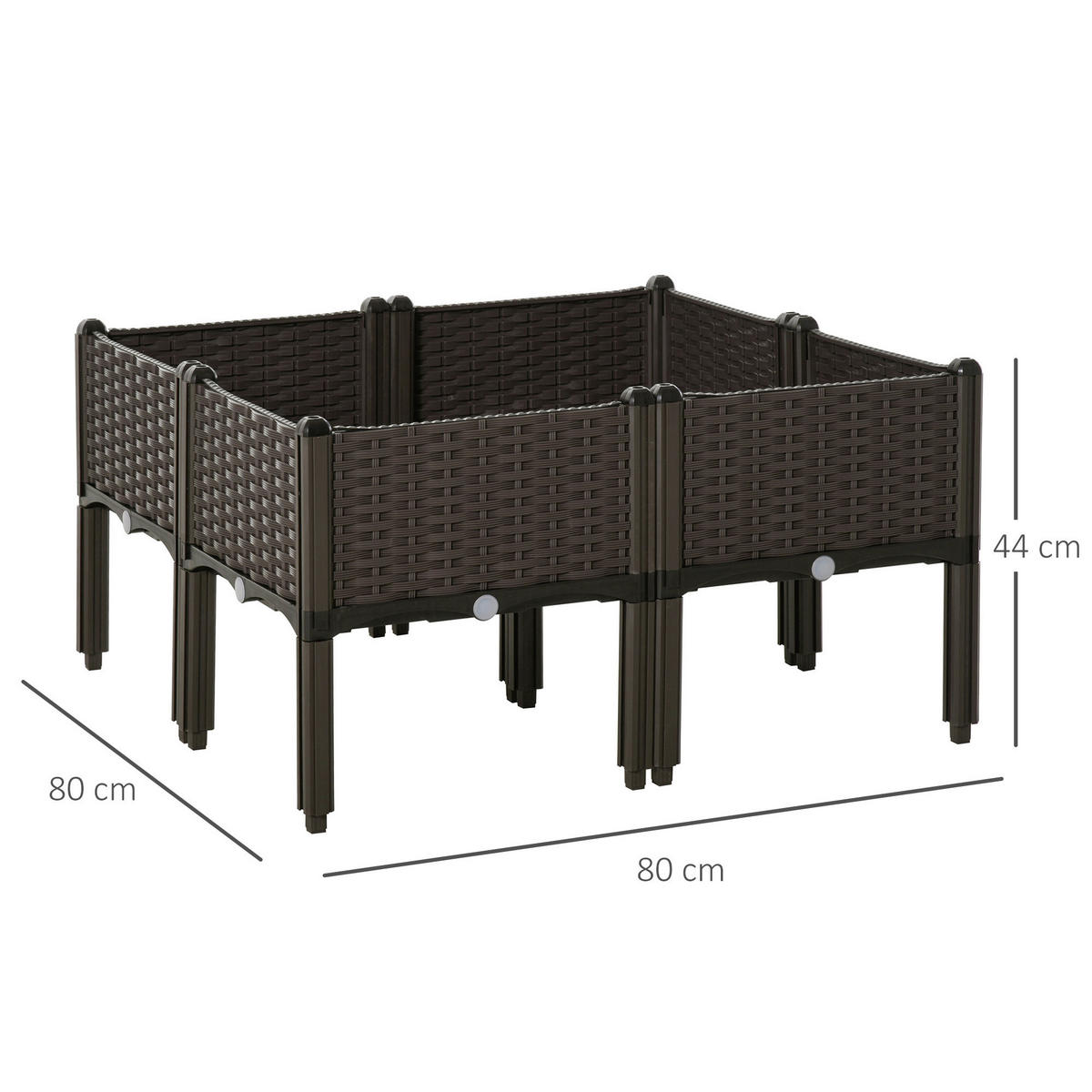Outsunny Hochbeet kaffee Kunststoff B/H/T: ca. 80x44x80 cm Hochbeet 845-439V01 - kaffee (80,00/44,00/80,00cm) - Outsunny