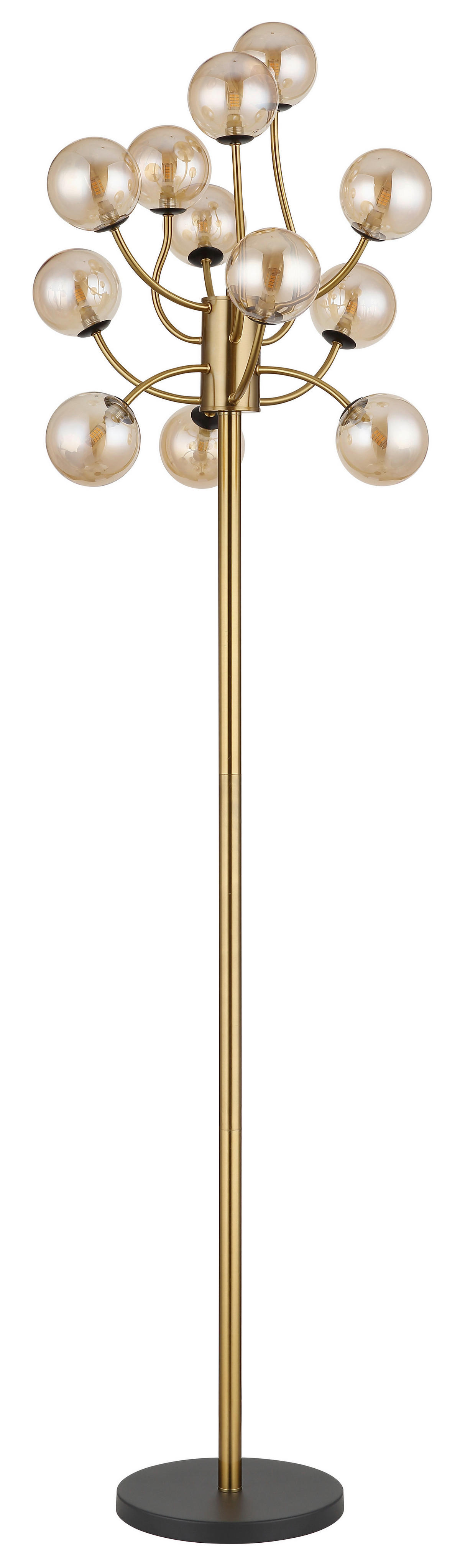 GLOBO Stehleuchte messing gold amber Kunststoff Metall Glas H/D: ca. 200x62 cm G9 12 Brennstellen RIHA - gold/messing (62,00/200,00cm) - GLOBO