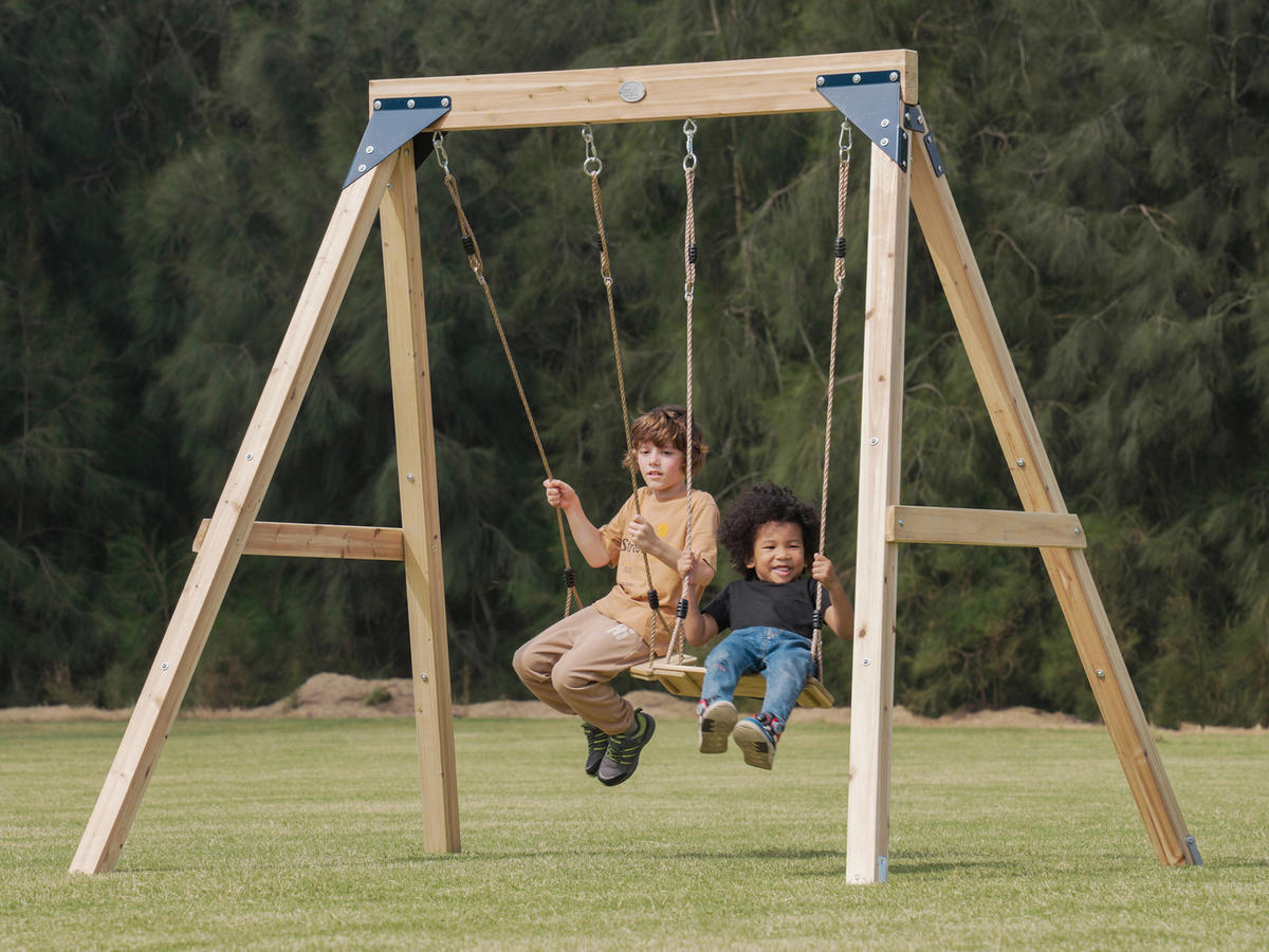 AXI Doppelschaukel Yuna braun B/H/L: ca. 224x208x186 cm Yuna - blau/braun (186,00/224,00/208,00cm) - AXI