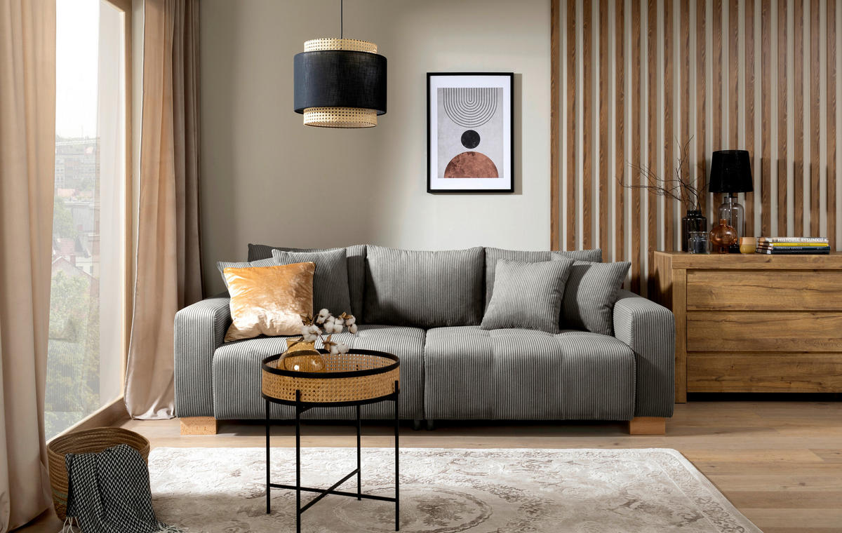 Big Sofa Alpha New dunkelgrau Microfaser B/H/T: ca. 244x85x112 cm Alpha New - buche/dunkelgrau (244,00/85,00/112,00cm)