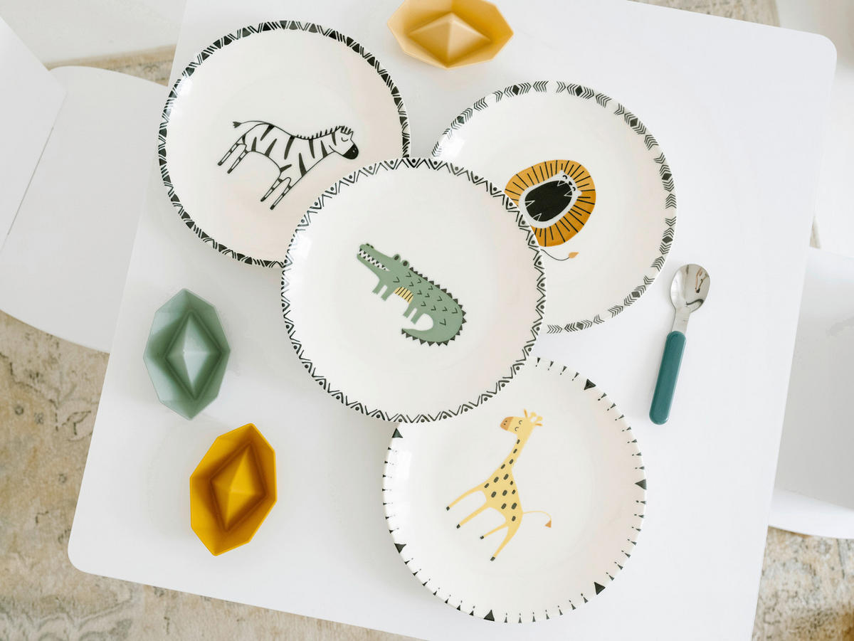 CreaTable Tellerset Safari mehrfarbig Steinzeug D: ca. 21 cm Safari - mehrfarbig (21,00cm) - CreaTable