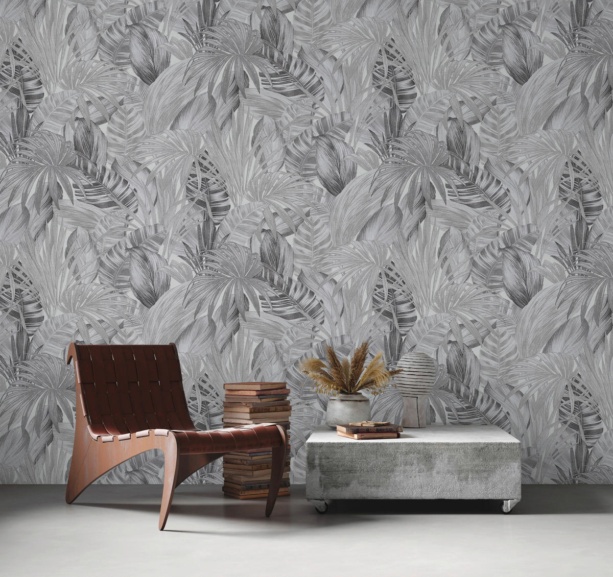 A.S.Creation Vliestapete Greenery Palmen grau B/L: ca. 53x1005 cm Greenery - grau (53,00/1005,00cm) - A.S.Creation