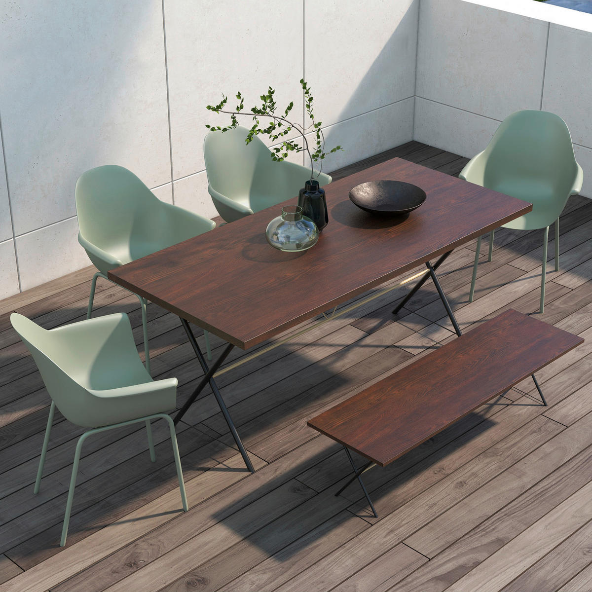Outsunny Bistro-Set grün Kunststoff B/H/L: ca. 55x84x59 cm Bistro-Set - grün (59,00/55,00/84,00cm) - Outsunny