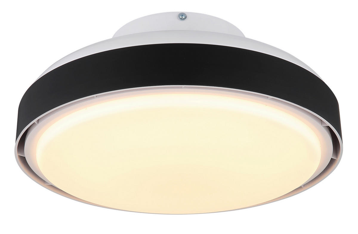 GLOBO LED-Deckenventilator mattschwarz weiß Opal Kunststoff Acryl H/D: ca. 20x45 cm 1 Brennstellen CARNEY - weiß/Opal (45,00/20,00cm) - GLOBO