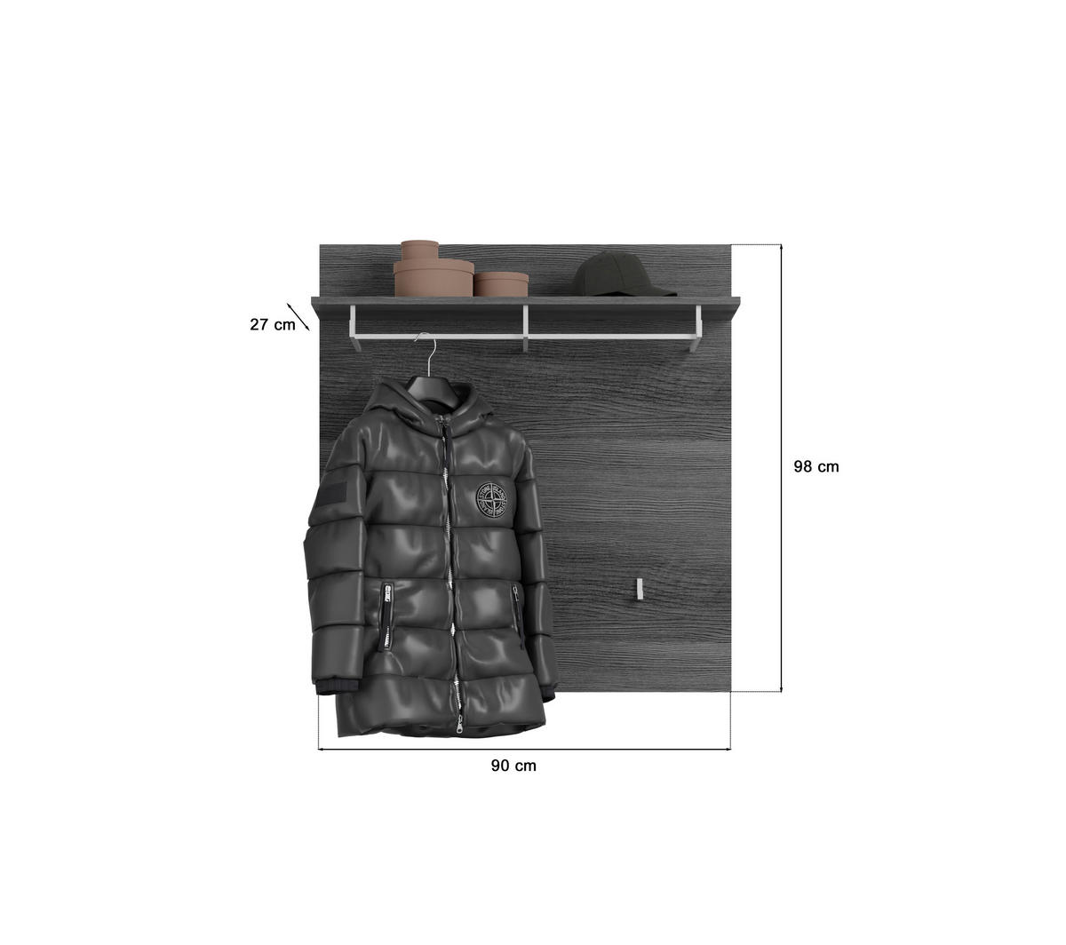 Garderobenpaneel SCOUT Rauchsilber Nachbildung B/H/T: ca. 90x98x27 cm SCOUT - (90,00/98,00/27,00cm) - xonox.home