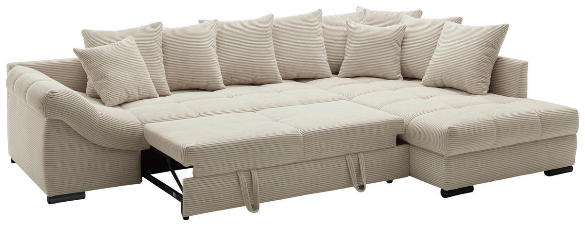 Ecksofa Pietro II natur Microfaser B/H/T: ca. 303x88x202 cm Pietro II - natur/schwarz (303,00/88,00/202,00cm)