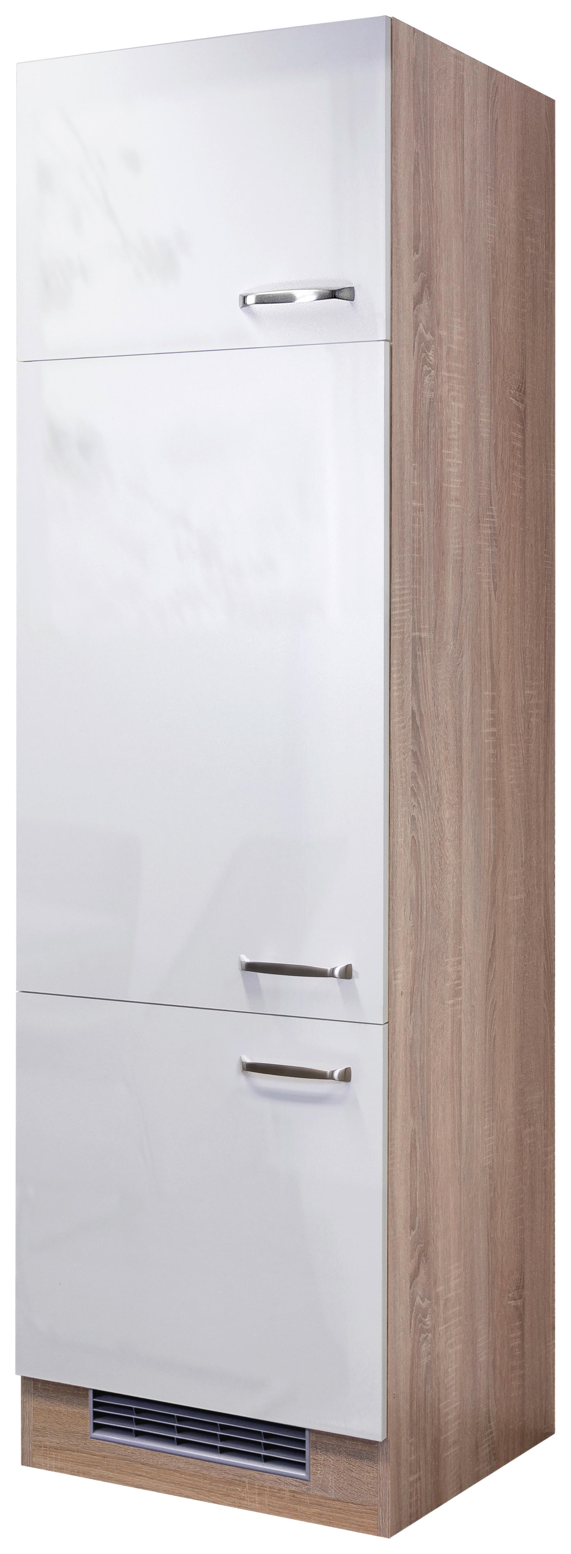 Kühlumbauschrank Valero weiß Hochglanz B/H/T: ca. 60x200x57 cm Valero - Eiche/weiß (60,00/200,00/57,00cm) - Flex-Well