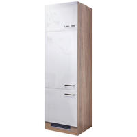 Kühlumbauschrank Valero weiß Hochglanz B/H/T: ca. 60x200x57 cm Valero - Eiche/weiß (60,00/200,00/57,00cm) - Flex-Well