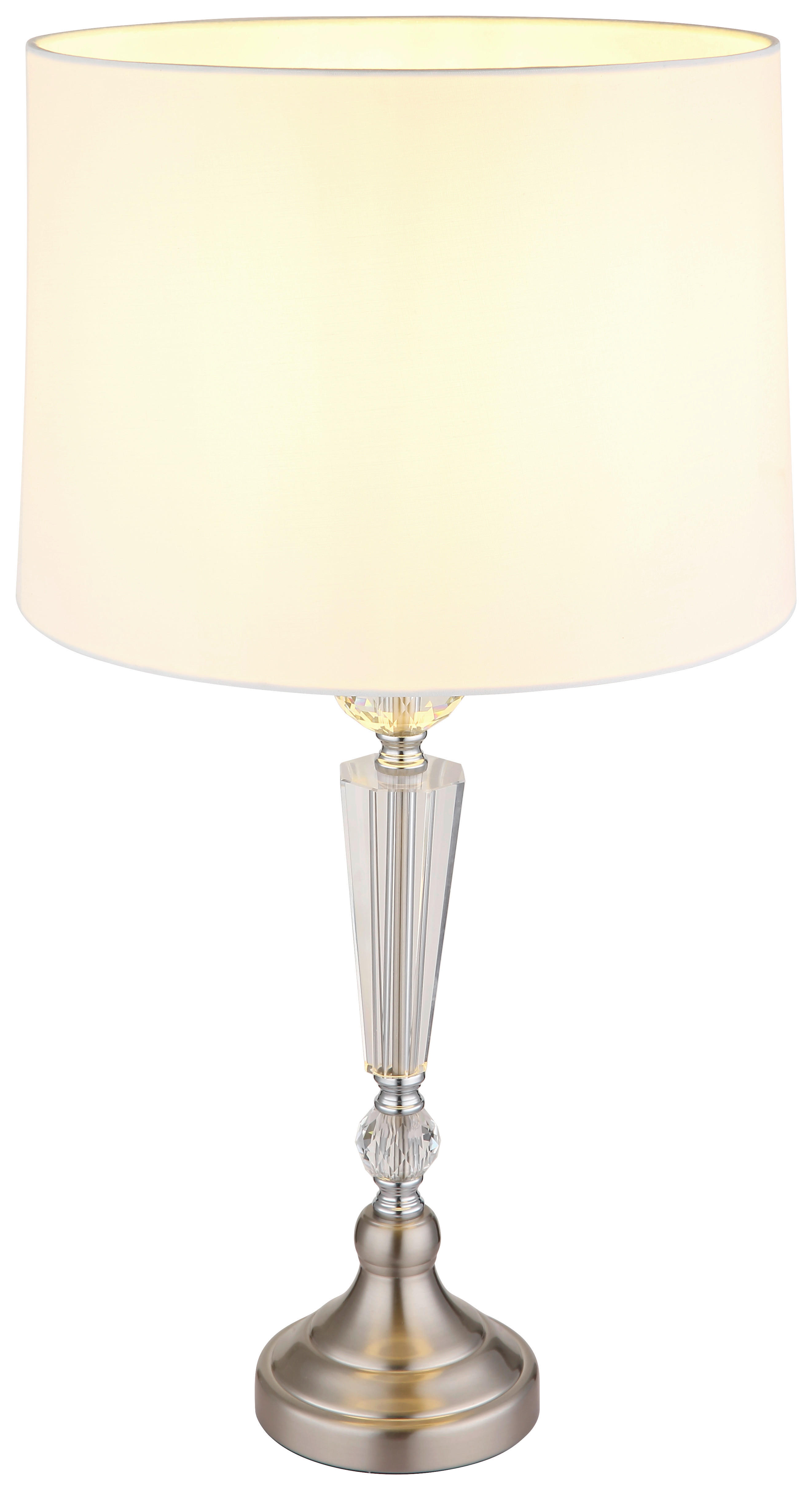 GLOBO Tischleuchte ARRO 24146W nickel weiß Metall Textil Kunststoff H/D: ca. 66x35 cm E27 1 Brennstellen ARRO - nickel/weiß (35,00/66,00cm) - GLOBO
