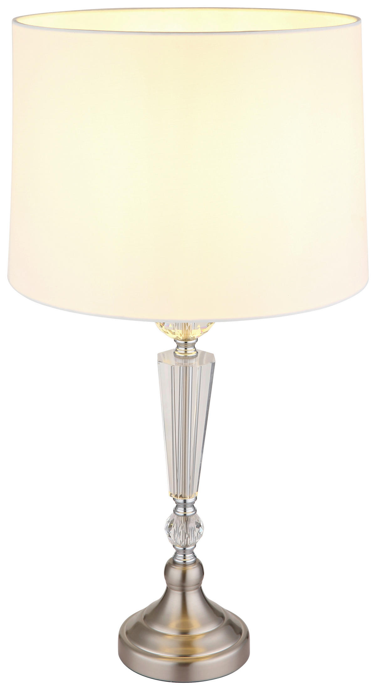 GLOBO Tischleuchte ARRO 24146W nickel weiß Metall Textil Kunststoff H/D: ca. 66x35 cm E27 1 Brennstellen ARRO - nickel/weiß (35,00/66,00cm) - GLOBO