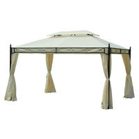 Outsunny Pavillon creme Metall B/H/L: ca. 300x280x400 cm Luxus_Pavillon_mit_Doppeldach - creme/schwarz (400,00/300,00/280,00cm) - Outsunny