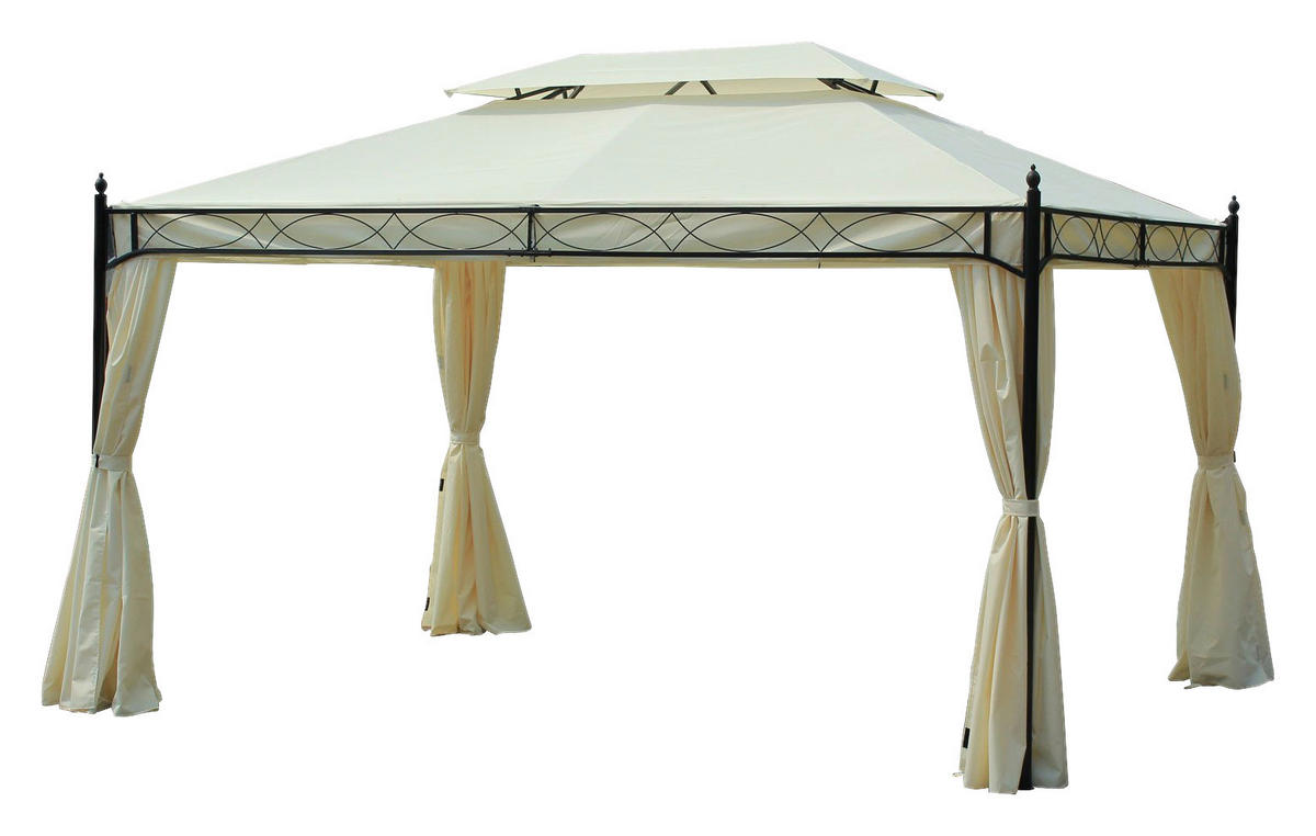Outsunny Pavillon creme Metall B/H/L: ca. 300x280x400 cm Luxus_Pavillon_mit_Doppeldach - creme/schwarz (400,00/300,00/280,00cm) - Outsunny
