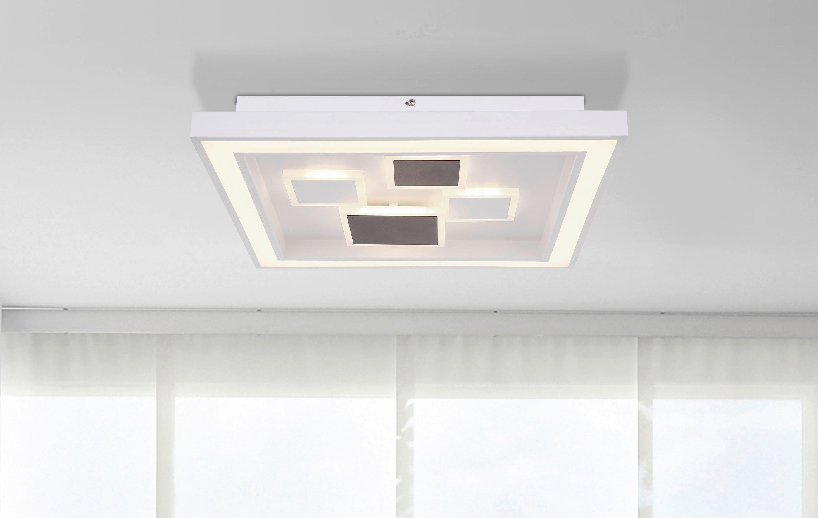 GLOBO LED-Deckenleuchte anthrazit weiß Metall B/H/T: ca. 48x7x48 cm NOLO - weiß/anthrazit (48,00/7,00/48,00cm) - GLOBO