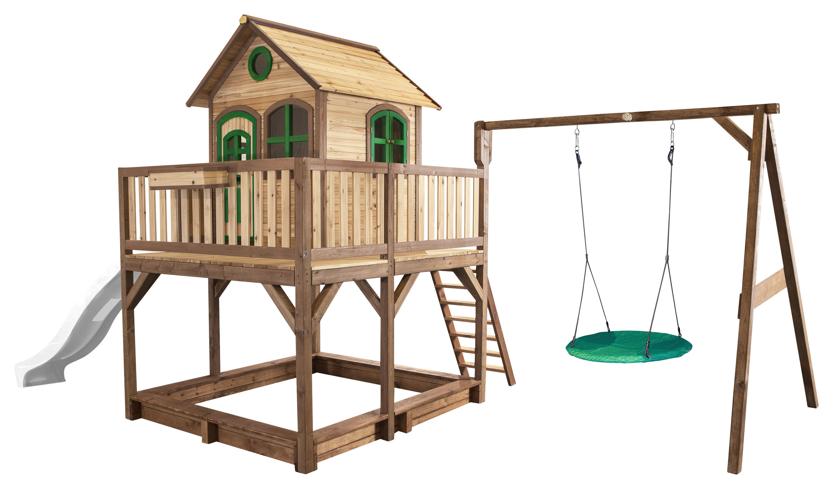 AXI Spielhaus Liam braun B/H/L: ca. 541x291x277 cm Liam - braun/weiß (277,00/541,00/291,00cm) - AXI