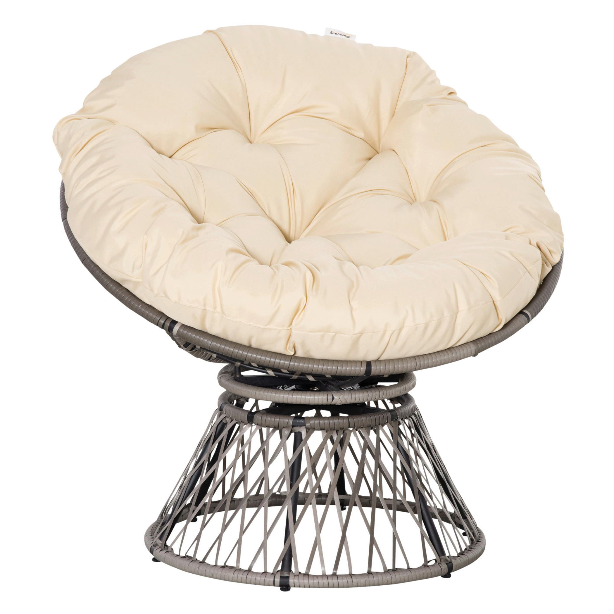 Outsunny Gartensessel beige Polyester B/H/L: ca. 97x87x90 cm Papasansessel - beige (90,00/97,00/87,00cm) - Outsunny
