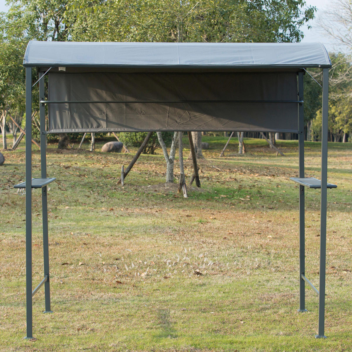 Outsunny Grillpavillon schwarz Metall B/H/L: ca. 138x216x218 cm Grillpavillon - schwarz/grau (218,00/138,00/216,00cm) - Outsunny