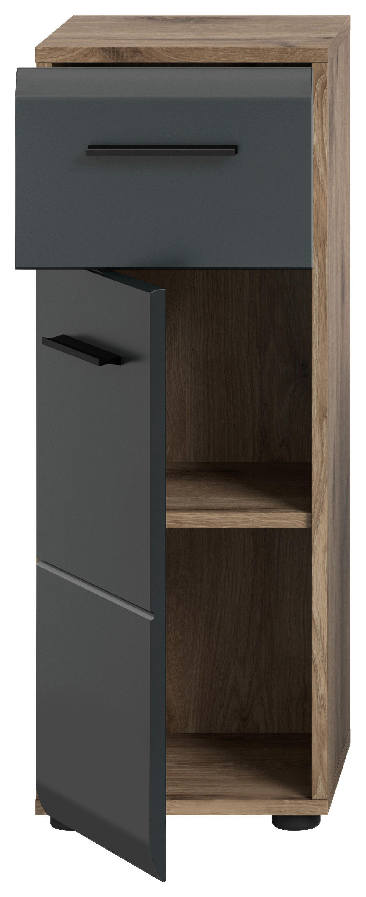 Schrank Ice Nox Oak Nachbildung schwarz matt B/H/T: ca. 30x80x30 cm Ice - schwarz (30,00/80,00/30,00cm) - xonox.home