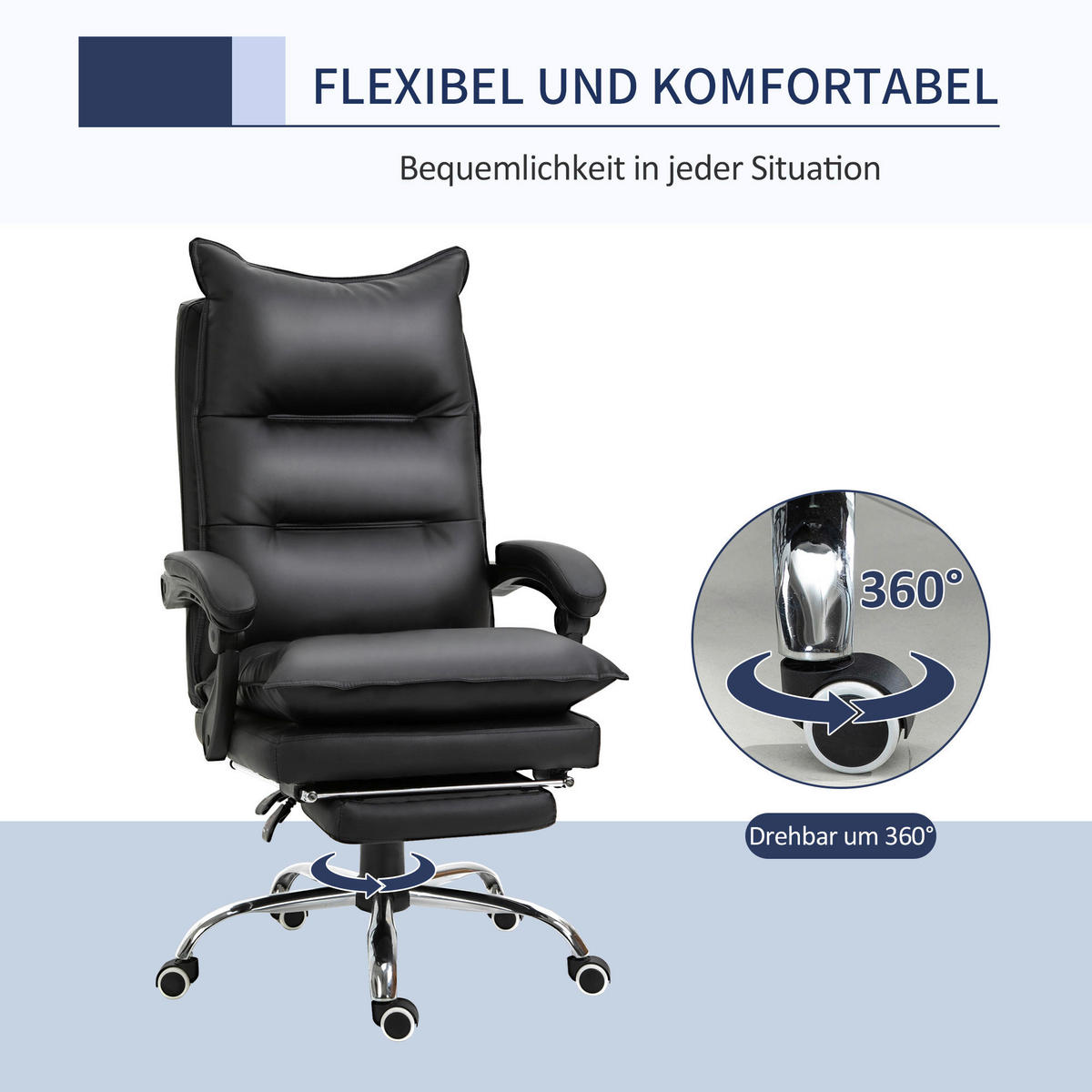 Drehstuhl 921-335BK schwarz 921-335BK - schwarz (66,00/122,00/72,00cm) - Vinsetto
