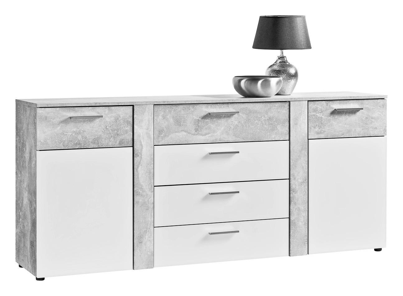 Kommode Trentino Beton Optik weiß B/H/T: ca. 180x81x40 cm Trentino - weiß (180,00/81,00/40,00cm)