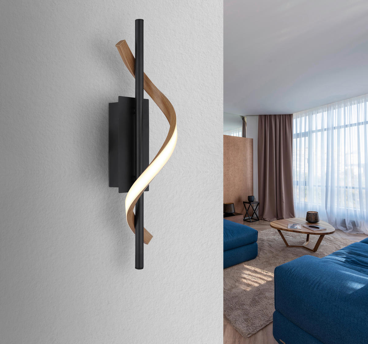 GLOBO Wandleuchte schwarz dunkelbraun Opal Aluminium Kunststoff Metall B/H/L: ca. 13x46,5x10 cm 1 Brennstellen WATKINS - dunkelbraun/schwarz (10,00/13,00/46,50cm) - GLOBO