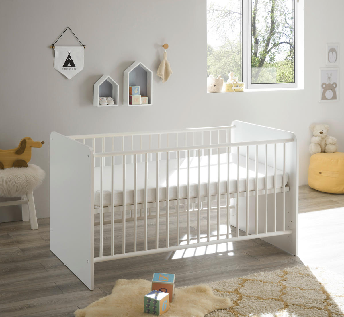 Babybett Alex weiß Graphit Liegefläche B/L: ca. 70x140 cm Alex - weiß/Graphit (70,00/140,00cm)