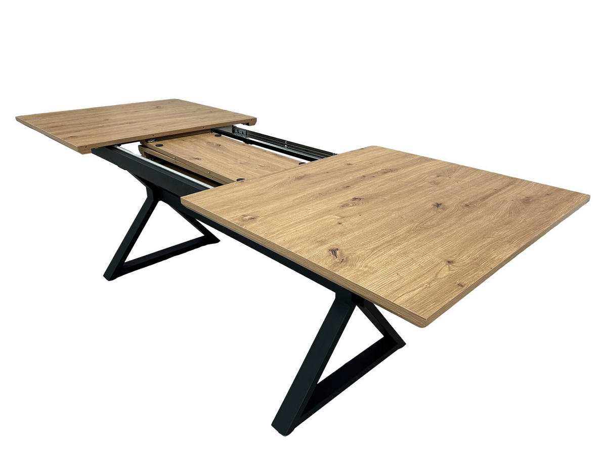 Esstisch Paddy Eiche Wildeiche hell Nachbildung B/T: ca. 160x90 cm Paddy - Eiche/schwarz (160,00/90,00cm)