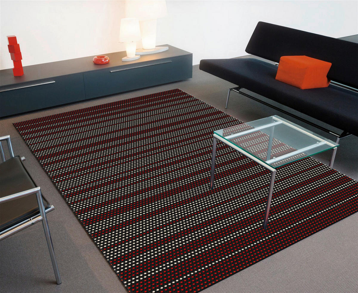 Arte Espina Kurzflorteppich Ambience 8009 weiß B/L: ca. 200x300 cm Ambience 8009 - weiß/rot (200,00/300,00cm) - Arte Espina