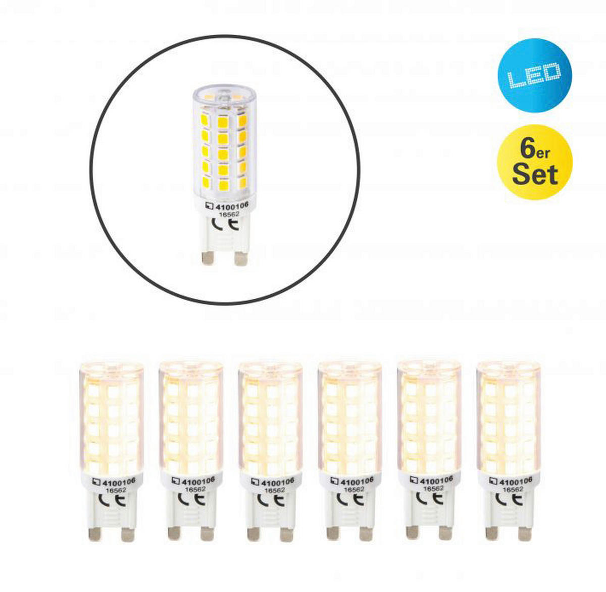 Näve Leuchten LED-Stiftsockellampe 6er-Set NV4100106 6er Pack G9 LED-Stiftsockellampe 6er-Set - (1,60cm) - Näve Leuchten