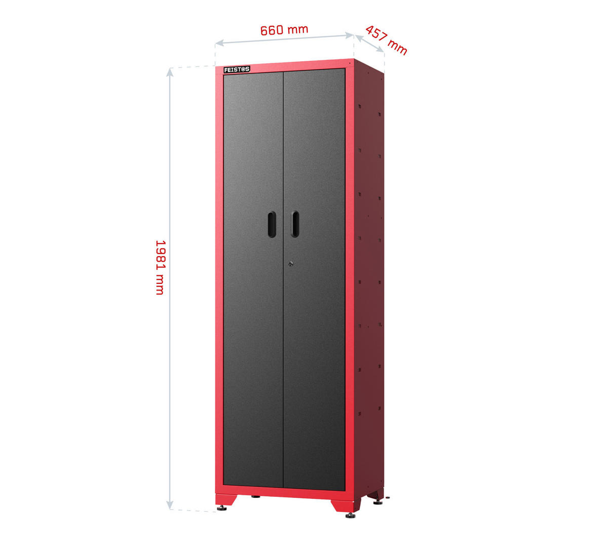 Werkstatteinrichtung Juno rot B/H/T: ca. 66x198x46 cm Juno - rot/schwarz (66,00/198,00/46,00cm) - Feistos