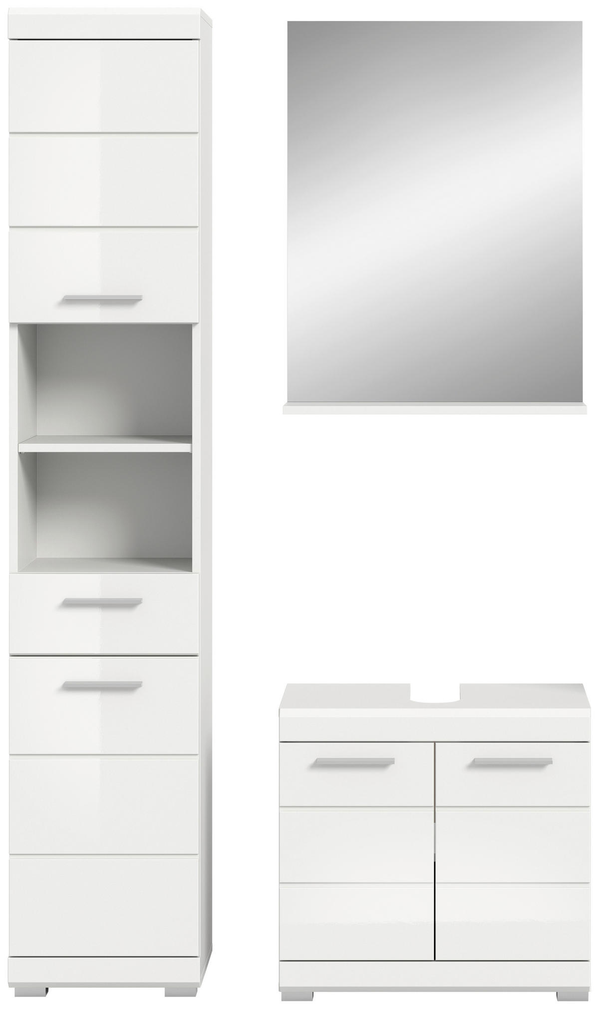 Badezimmer-Set Scout weiß weiß Hochglanz B/H/T: ca. 112x191x34 cm Scout - weiß (112,00/191,00/34,00cm) - xonox.home