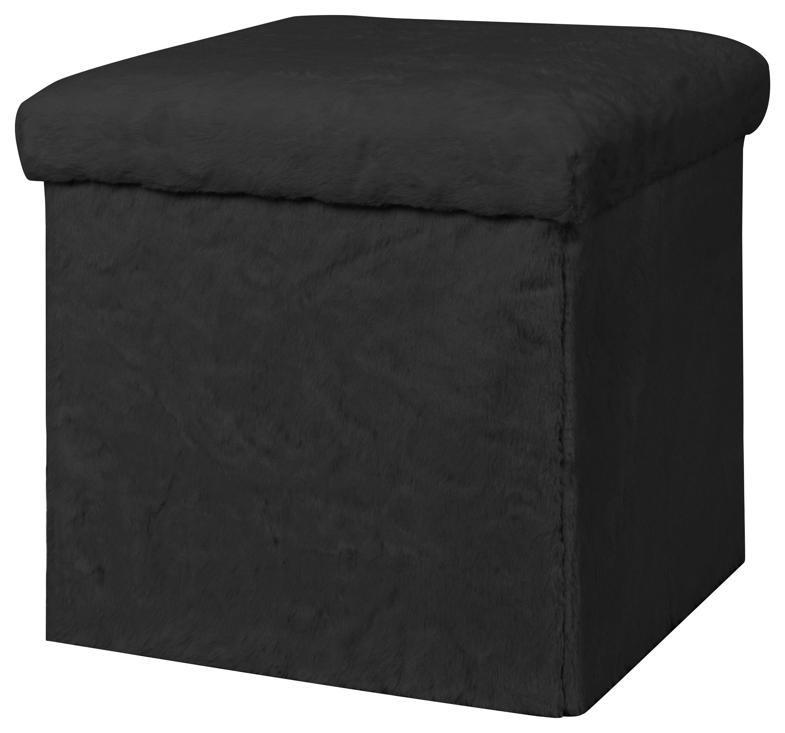 POCOline Sitzhocker schwarz B/H/L: ca. 38x38x38 cm Sitzhocker_Plüsch - schwarz (38,00/38,00/38,00cm) - POCOline