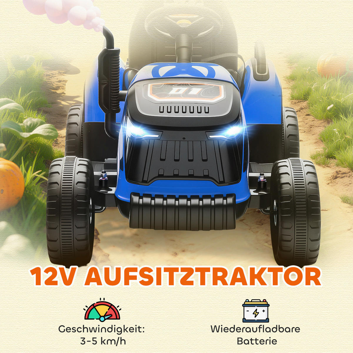 AIYAPLAY Elektrischer Traktor blau B/H/L: ca. 58x55x139 cm Elektrischer_Traktor - blau (139,00/58,00/55,00cm) - AIYAPLAY