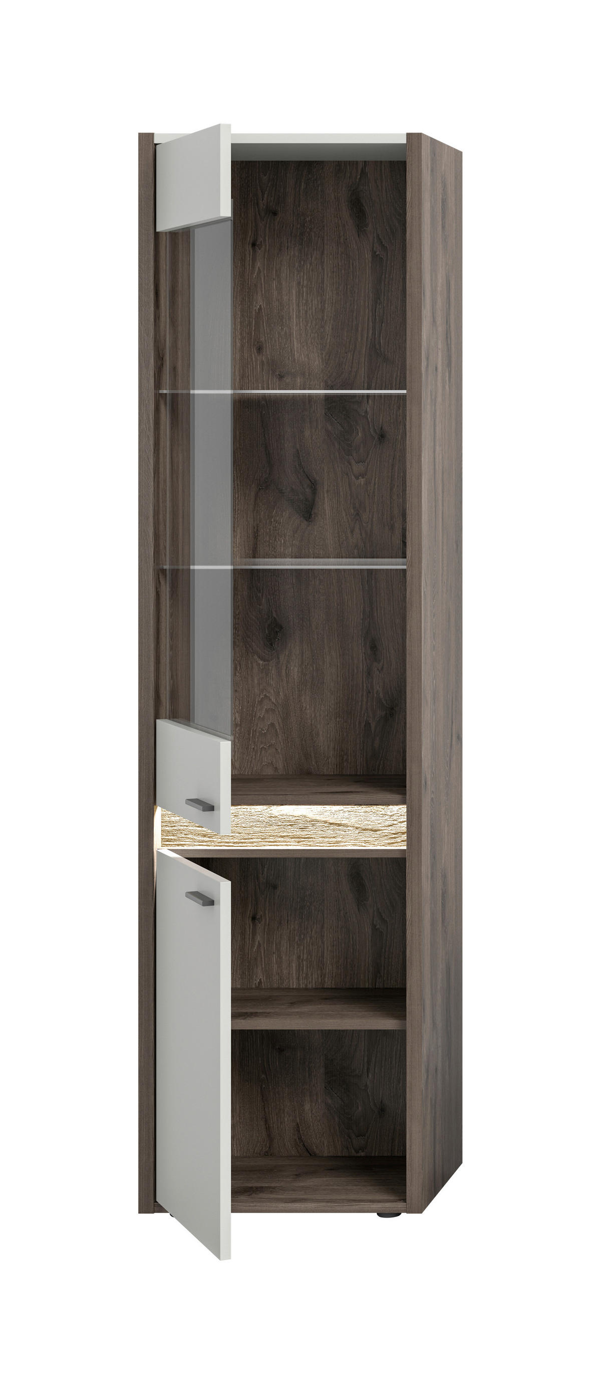 Vitrine Falcona Nox Oak Nachbildung hellgrau B/H/T: ca. 198x51x37 cm Falcona - hellgrau (198,00/51,00/37,00cm) - xonox.home