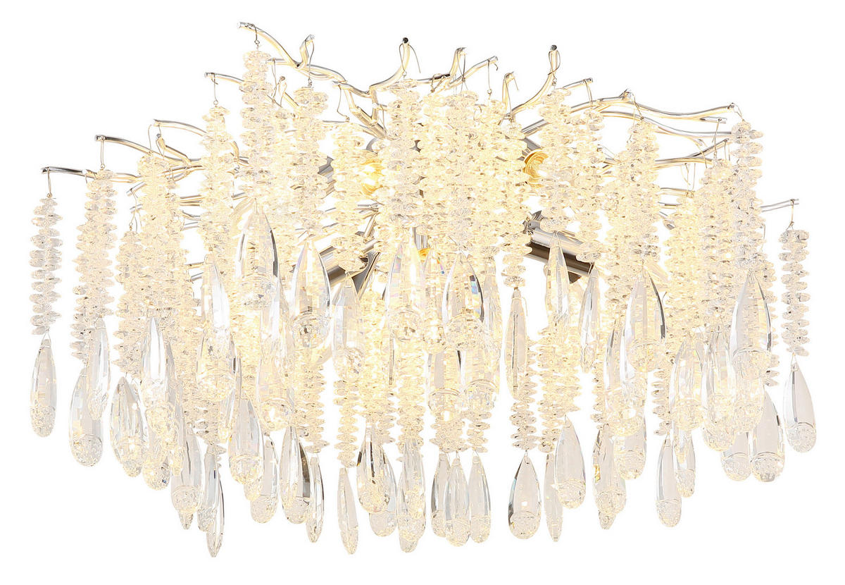 GLOBO Deckenleuchte silber klar Glas Metall H/D: ca. 45x60 cm E14 8 Brennstellen Kinga - klar/silber (60,00/45,00cm) - GLOBO