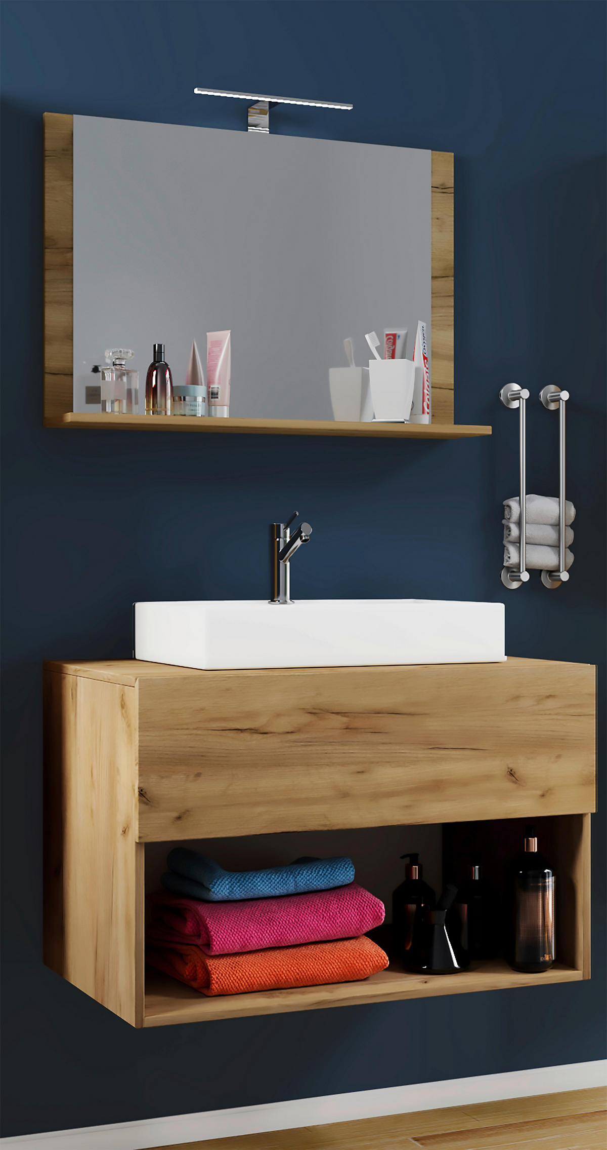 Waschplatz 3tlg-Lendas weiß Eiche Honig Nachbildung B/H/T: ca. 80x52x52 cm 3tlg-Lendas - Eiche/weiß (80,00/52,00/52,00cm) - VCM Möbel