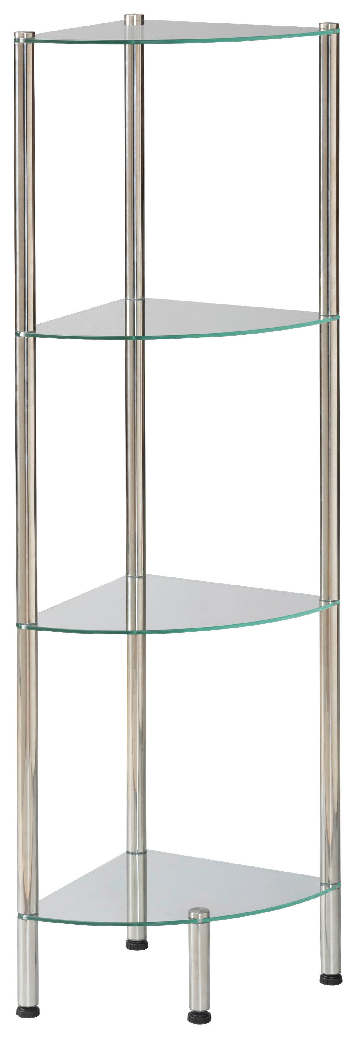 Badregal Edelstahl Edelstahl B/H/T: ca. 28x112x28 cm Badeckregal_Roma 4 Glasböden - Edelstahl (28,00/112,00/28,00cm)