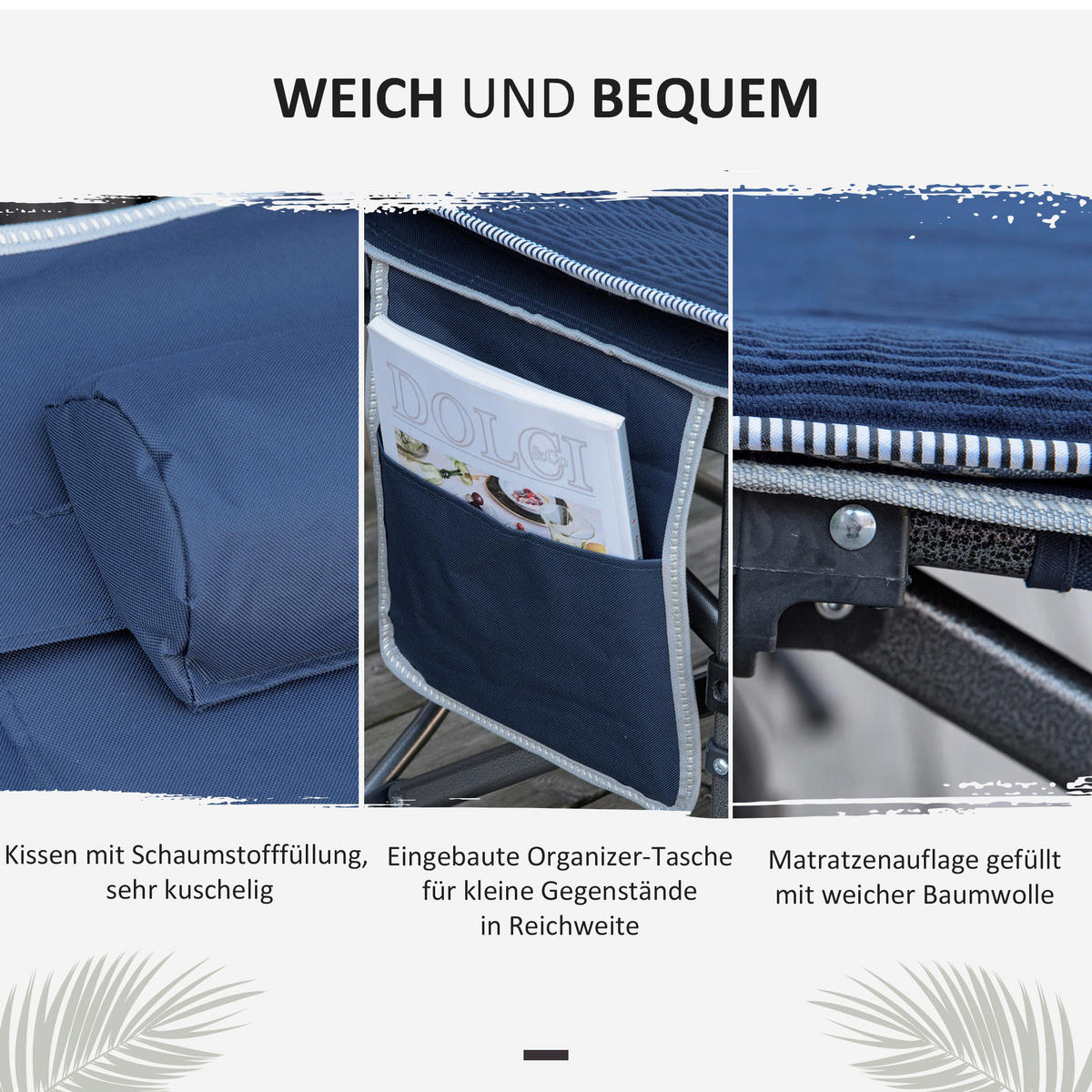 Outsunny Campingbett B/H/L: ca. 64,5x53x188 cm Campingbett - blau (188,00/64,50/53,00cm) - Outsunny
