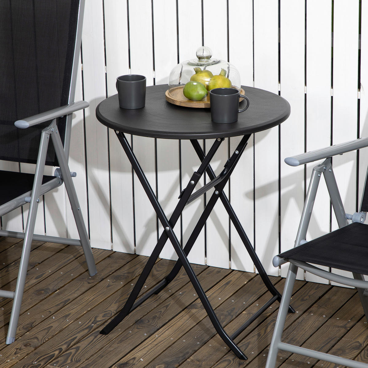 Outsunny Gartentisch dunkelgrau Stahl B/H/L: ca. 60x73x60 cm Gartentisch - dunkelgrau (60,00/60,00/73,00cm) - Outsunny