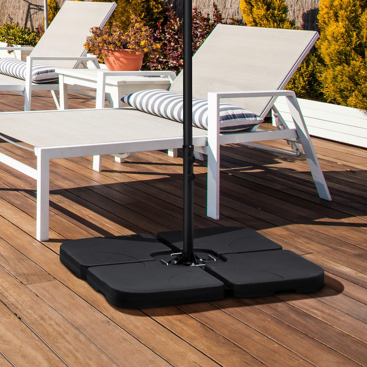 Outsunny Schirmgewicht mit 4 Teilen Schirmgewicht_mit_4Teilen - schwarz (104,00/104,00/7,50cm) - Outsunny