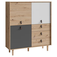 Highboard BILL Eiche Artisan Nachbildung weiß anthrazit dunkelbraun natur B/H/T: ca. 120x135x36,5 cm BILL - Eiche/dunkelbraun (120,00/135,00/36,50cm) - byLIVING