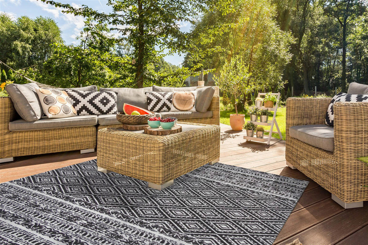 Kayoom Flachgewebeteppich Sunny 110 schwarz B/L: ca. 80x150 cm Sunny 110 - schwarz (80,00/150,00cm) - Kayoom