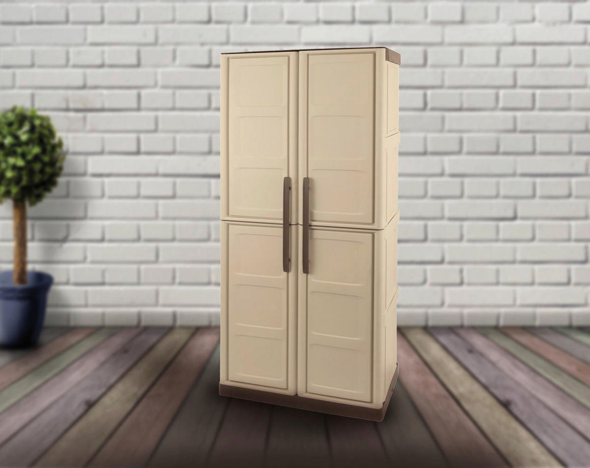 ArtPlast Kunststoffschrank Steel hoch beige Kunststoff B/H/T: ca. 70x165x39,5 cm Steel hoch - beige/mokka braun (70,00/165,00/39,50cm) - ArtPlast