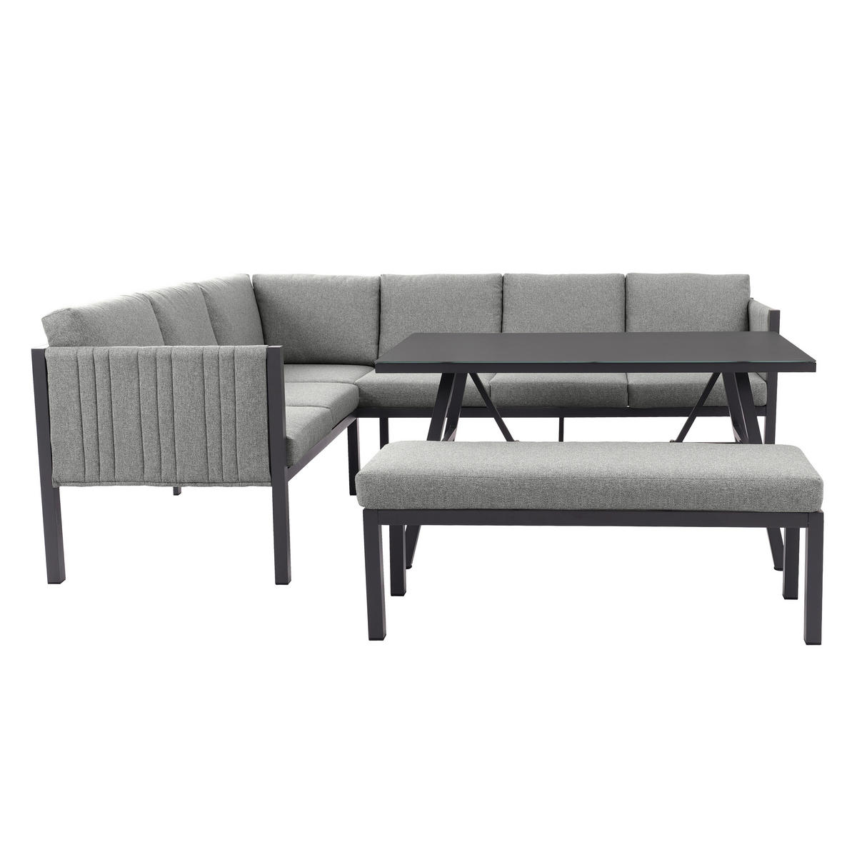 POCOline Gartensitzgruppe Alicante grau Alu Alicante - dunkelgrau/grau - POCOline