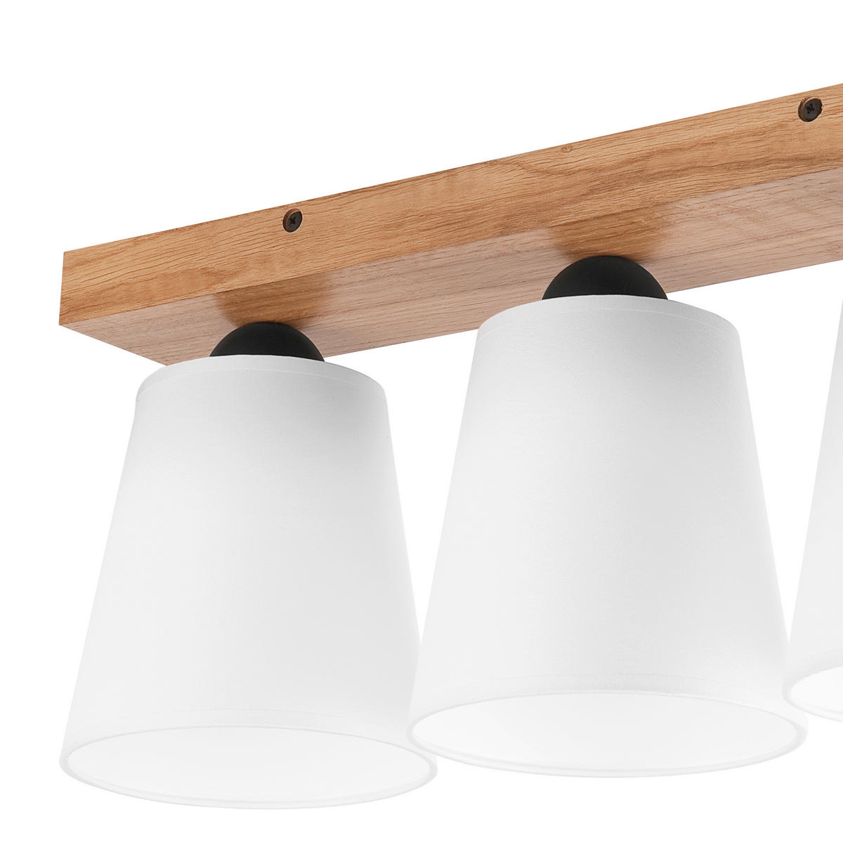 Lamkur Deckenleuchte LULA 47591 Eiche weiß Holz Textil H/L: ca. 21x50 cm E27 3 Brennstellen Lula - Eiche/weiß (50,00cm) - Lamkur